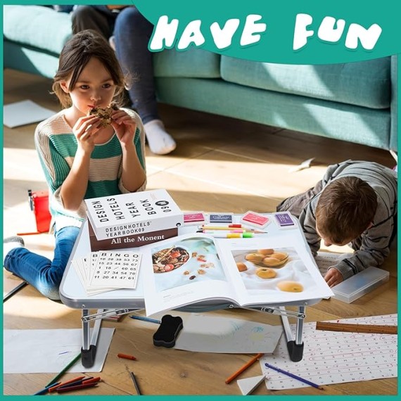 2 Pcs Lap Desk Kids Dry Erase Board for Kids 24" x 16" Foldable Study Desk Tray Kid Portable Lap Desk with Drawer Dry Eraser and Markers for Toddler Art Drawing Homework