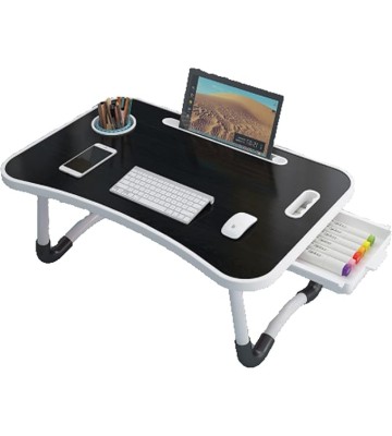 Lap Desk, Laptop Table for Bed with Cup Holder and Tablet Slot, Fits up to 15.6 inch Laptop, with Anti-Slip and Folding Function for Working, Eating, Writing and Watching Movies.(Black)