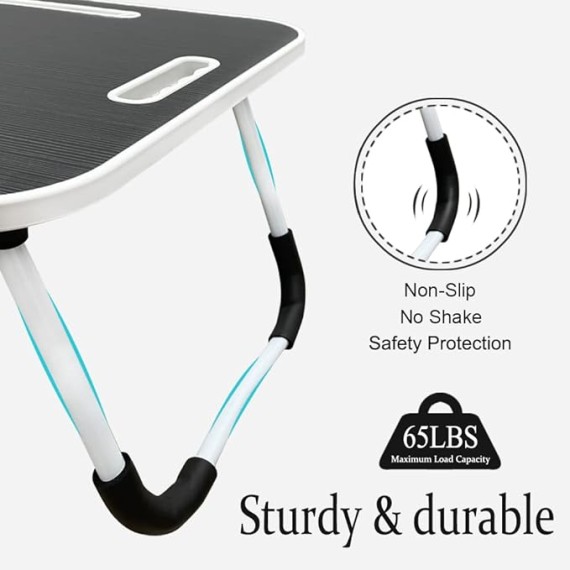 Lap Desk, Laptop Table for Bed with Cup Holder and Tablet Slot, Fits up to 15.6 inch Laptop, with Anti-Slip and Folding Function for Working, Eating, Writing and Watching Movies.(Black)
