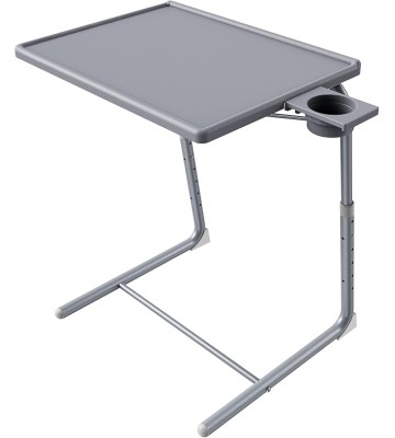 Adjustable TV Tray Table - TV Dinner Tray on Bed & Sofa, Comfortable Folding Table with 6 Height & 3 Tilt Angle Adjustments (Gray)