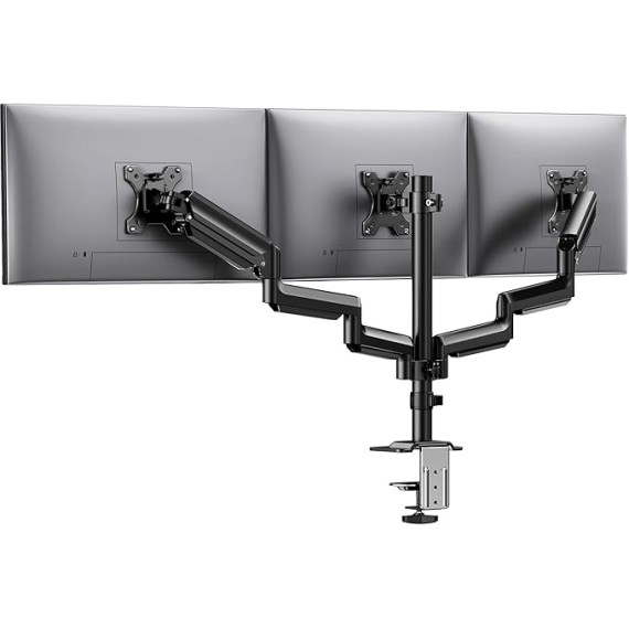 Triple Monitor Mount for 13-27 inch Computer Screens, Triple Monitor Stand with Gas Springcore Arm Holds 17.6lbs, 3 Monitor Stand Desk Mount with Tilt, Swivel, Rotation, VESA 75x75, 100x100mm