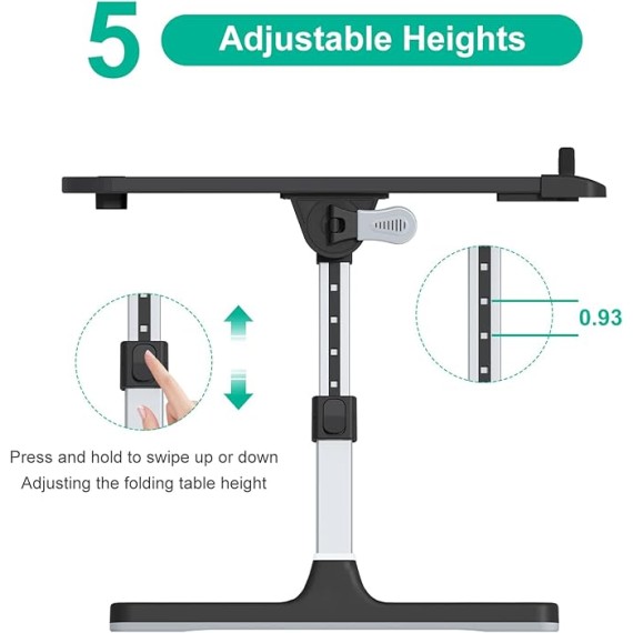 Foldable Laptop Bed Tray Desk, Adjustable Laptop Bed Table with Heights and Angles, Upgraded-Sturdy Laptop Lap Desk for Bed/Sofa/Couch/Floor, laptop bed stand (Black, large and X-large)