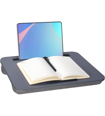 Lap Desk, Portable Laptop Desk Fits Up to 16“ Laptops, with Tablet Slot, Built-in Cushion, Great for Home & Office,Lap Desk for Laptop,Lap Desk with Cushion (Dark Grey, Medium)