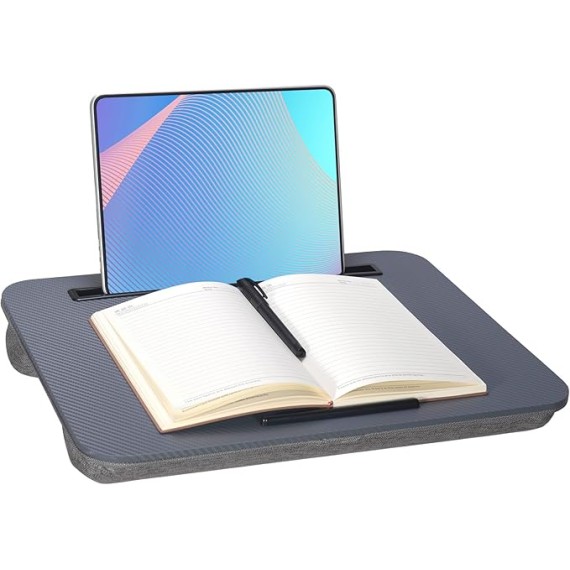 Lap Desk, Portable Laptop Desk Fits Up to 16“ Laptops, with Tablet Slot, Built-in Cushion, Great for Home & Office,Lap Desk for Laptop,Lap Desk with Cushion (Dark Grey, Medium)