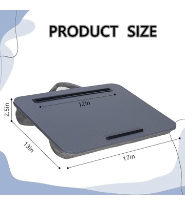 Lap Desk, Portable Laptop Desk Fits Up to 16“ Laptops, with Tablet Slot, Built-in Cushion, Great for Home & Office,Lap Desk for Laptop,Lap Desk with Cushion (Dark Grey, Medium)