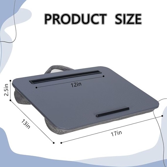 Lap Desk, Portable Laptop Desk Fits Up to 16“ Laptops, with Tablet Slot, Built-in Cushion, Great for Home & Office,Lap Desk for Laptop,Lap Desk with Cushion (Dark Grey, Medium)