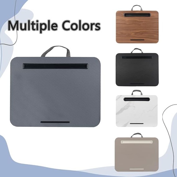 Lap Desk, Portable Laptop Desk Fits Up to 16“ Laptops, with Tablet Slot, Built-in Cushion, Great for Home & Office,Lap Desk for Laptop,Lap Desk with Cushion (Dark Grey, Medium)