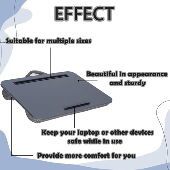 Lap Desk, Portable Laptop Desk Fits Up to 16“ Laptops, with Tablet Slot, Built-in Cushion, Great for Home & Office,Lap Desk for Laptop,Lap Desk with Cushion (Dark Grey, Medium)