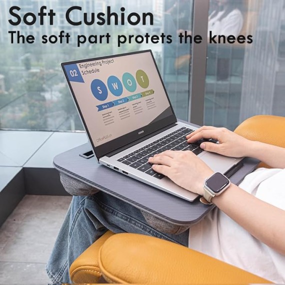 Lap Desk, Portable Laptop Desk Fits Up to 16“ Laptops, with Tablet Slot, Built-in Cushion, Great for Home & Office,Lap Desk for Laptop,Lap Desk with Cushion (Dark Grey, Medium)