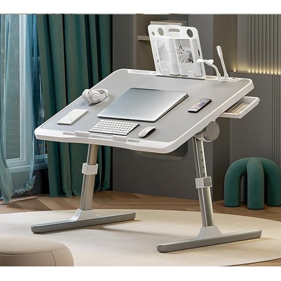 Laptop Bed Desk, Bed Desk Table Tray Stand, Portable Foldable Laptop Lap Desk Tray Table with USB/Fan/Night Light/Storage Drawer, for Bed/Couch/Sofa/Working/Study/Reading/Writing