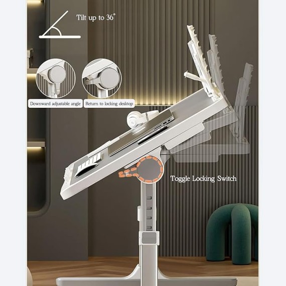 Laptop Bed Desk, Bed Desk Table Tray Stand, Portable Foldable Laptop Lap Desk Tray Table with USB/Fan/Night Light/Storage Drawer, for Bed/Couch/Sofa/Working/Study/Reading/Writing