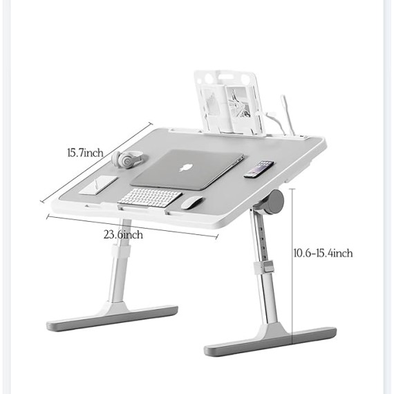 Laptop Bed Desk, Bed Desk Table Tray Stand, Portable Foldable Laptop Lap Desk Tray Table with USB/Fan/Night Light/Storage Drawer, for Bed/Couch/Sofa/Working/Study/Reading/Writing