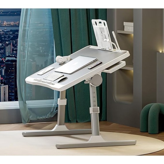 Laptop Bed Desk, Bed Desk Table Tray Stand, Portable Foldable Laptop Lap Desk Tray Table with USB/Fan/Night Light/Storage Drawer, for Bed/Couch/Sofa/Working/Study/Reading/Writing