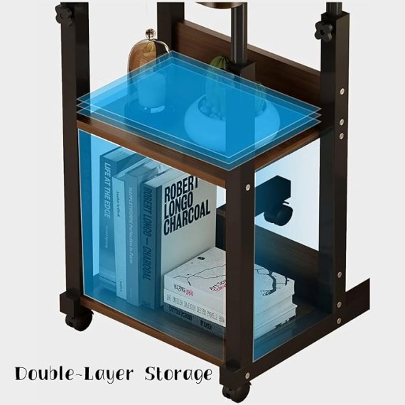 Over Bed Tables, Computer Table for Couch, Mobile End Table, Breakfast Bed Tray for Eating with Adjustable Height, Over Bed Desk, Rolling Bed Table, for Couch, Bed, Living Room, Bedroom,Warm w