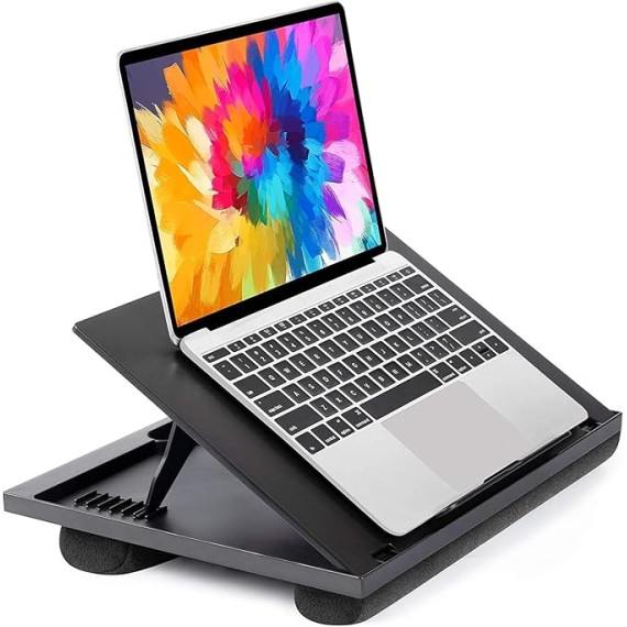 Adjustable Lap Desk - with 8 Adjustable Angles & Dual Cushions Laptop Stand for Car Laptop Desk, Work Table, Lap Writing Board & Drawing Desk on Sofa or Bed by 