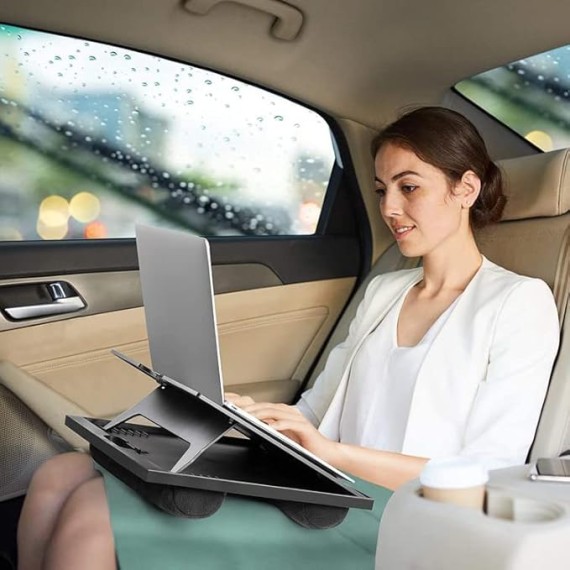 Adjustable Lap Desk - with 8 Adjustable Angles & Dual Cushions Laptop Stand for Car Laptop Desk, Work Table, Lap Writing Board & Drawing Desk on Sofa or Bed by 