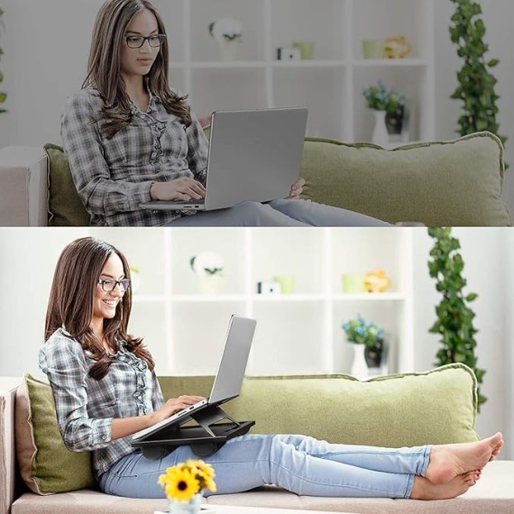 Adjustable Lap Desk - with 8 Adjustable Angles & Dual Cushions Laptop Stand for Car Laptop Desk, Work Table, Lap Writing Board & Drawing Desk on Sofa or Bed by 