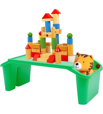 Kids Lap Desk Tray,Plastic Breakfast Laptop Trays with Side Pockets,Portable Lap Bed Table,Activity Table,Green-B,with 3 compartments,(19.69 * 9.84 * 7.1in),Easy,Great for Kids, Adults,Boys, Girls