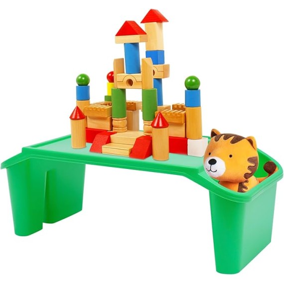Kids Lap Desk Tray,Plastic Breakfast Laptop Trays with Side Pockets,Portable Lap Bed Table,Activity Table,Green-B,with 3 compartments,(19.69 * 9.84 * 7.1in),Easy,Great for Kids, Adults,Boys, Girls