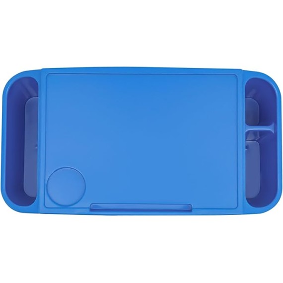 Activity Lap Desk Tray with Storage, Plastic Breakfast Laptop Trays with Side Pockets, Portable Lap Bed Table for Snacks, Play, Classroom and Sensory Toys (Blue, 50 * 25 * 18cm, 6pcs)