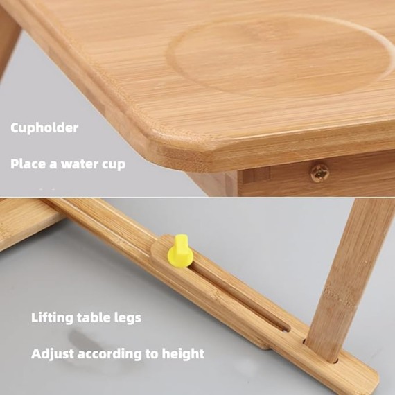 Adjustable Laptop Bed Stand with Foldable Legs - Portable Sofa Lap Desk with Mouse & Wrist Pad, Height & Angle Adjustable Notebook Standing Table (M), Medium