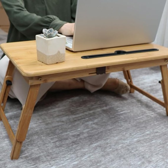 Adjustable Laptop Bed Stand with Foldable Legs - Portable Sofa Lap Desk with Mouse & Wrist Pad, Height & Angle Adjustable Notebook Standing Table (M), Medium