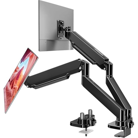Dual Monitor Mount for 40 inch Ultrawide Screens up to 33 lbs, Heavy Duty Dual Monitor Stand with Full Motion Adjustment, Dual Monitor Arm with Tilt, Swivel, Rotation, VESA 75x75 or 100x100mm