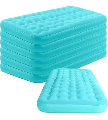 Kids Inflatable Airbed Travel Bed Sleeping Pad Blow up Camping Beds Leak Proof Inflatable Mattress with Velvety Thickened Surface for Girls Boys Camping Toddler Play Tent Indoor (6 Pcs)