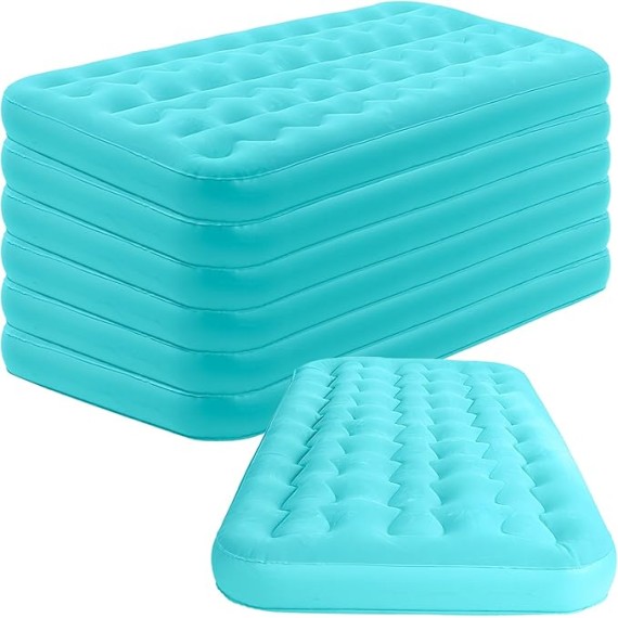 Kids Inflatable Airbed Travel Bed Sleeping Pad Blow up Camping Beds Leak Proof Inflatable Mattress with Velvety Thickened Surface for Girls Boys Camping Toddler Play Tent Indoor (6 Pcs)