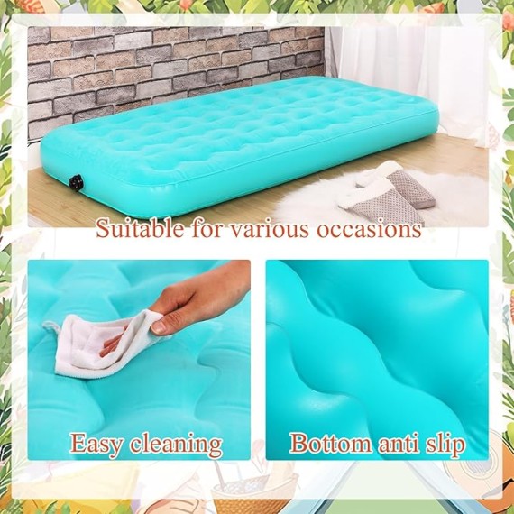 Kids Inflatable Airbed Travel Bed Sleeping Pad Blow up Camping Beds Leak Proof Inflatable Mattress with Velvety Thickened Surface for Girls Boys Camping Toddler Play Tent Indoor (6 Pcs)