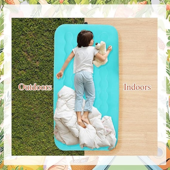 Kids Inflatable Airbed Travel Bed Sleeping Pad Blow up Camping Beds Leak Proof Inflatable Mattress with Velvety Thickened Surface for Girls Boys Camping Toddler Play Tent Indoor (6 Pcs)