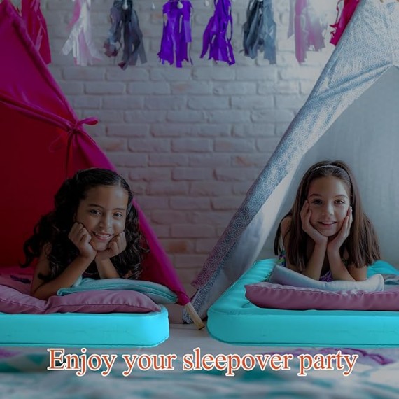 Kids Inflatable Airbed Travel Bed Sleeping Pad Blow up Camping Beds Leak Proof Inflatable Mattress with Velvety Thickened Surface for Girls Boys Camping Toddler Play Tent Indoor (6 Pcs)