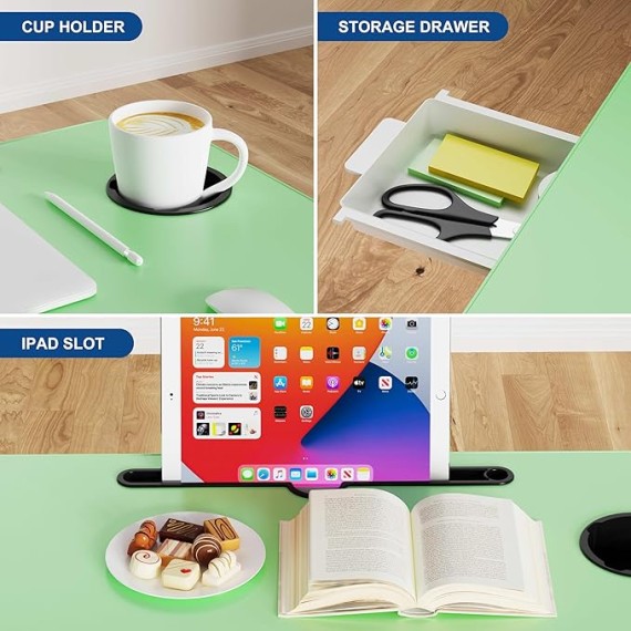 Foldable Lap Desk Table, Laptop Stand for Bed, Laptop Bed Tray Table, Laptop Bed Table with Storage Drawer and Cup Holder for Reading and Writing Holder for Bed Couch Sofa Floor(Green)