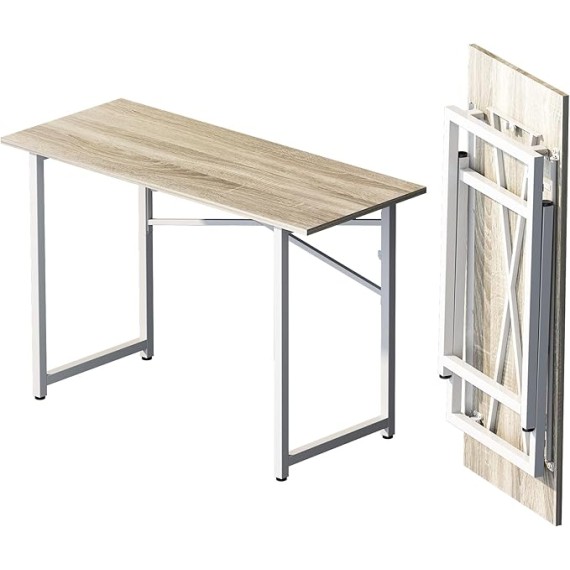 Folding Desk 47 inch No Assembly Required Home Office Table, Writing Gaming Computer Camping Desk, Beige