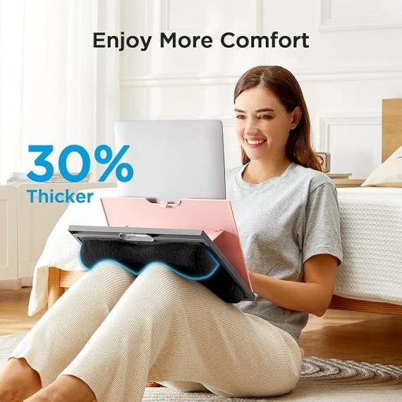 Adjustable Lap Desk - with 8 Adjustable Angles & Dual Cushions Laptop Stand for Car Laptop Desk, Work Table, Lap Writing Board & Drawing Desk on Sofa or Bed by , Pink