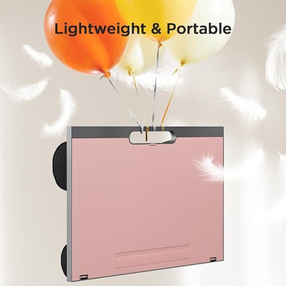 Adjustable Lap Desk - with 8 Adjustable Angles & Dual Cushions Laptop Stand for Car Laptop Desk, Work Table, Lap Writing Board & Drawing Desk on Sofa or Bed by , Pink
