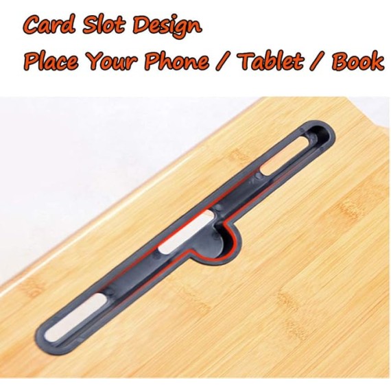 Foldable Laptop Bed Table Lap Desk Stand, 100% Natural Bamboo Laptop Desk, Adjustable Lapdesk Table with Storage Drawer, Suitable for Bed/Sofa/Floor - Small Dining Table, Computer Desk