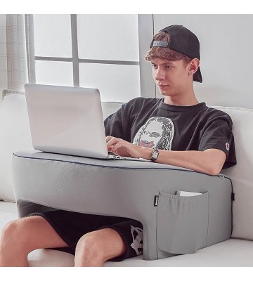 Lap Desk Pillow, Lap Pillow for Laptop, Memory Foam Bed Desk Pillow for Working, Gaming, Reading, Crocheting in Bed Couch(Grey)