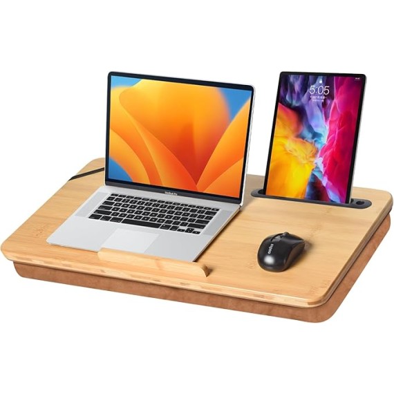 Oversized Lap Desk, 24" Extra Large Lap Desk with Cushion, Lap Desk for Laptop,Fits up to 19 inch Laptop, Laptop Desk for Bed,Couch, Home Office