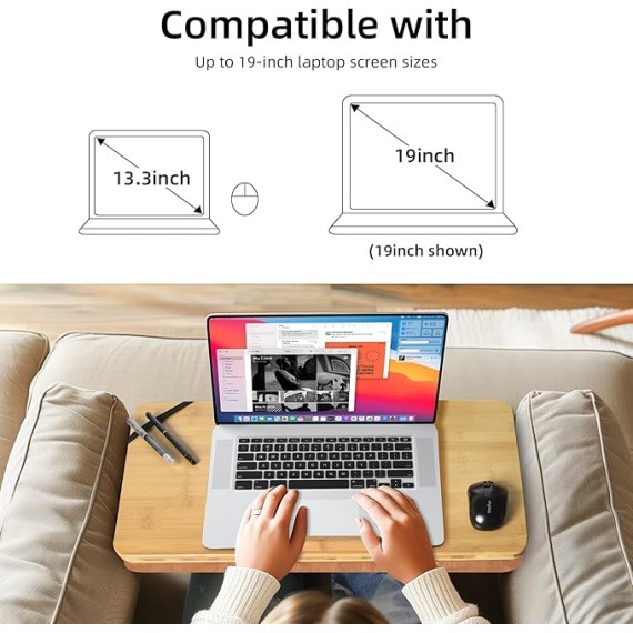 Oversized Lap Desk, 24" Extra Large Lap Desk with Cushion, Lap Desk for Laptop,Fits up to 19 inch Laptop, Laptop Desk for Bed,Couch, Home Office