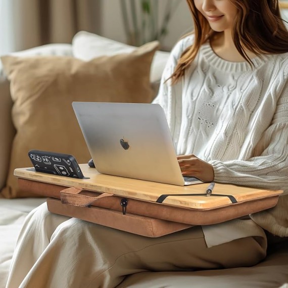 Oversized Lap Desk, 24" Extra Large Lap Desk with Cushion, Lap Desk for Laptop,Fits up to 19 inch Laptop, Laptop Desk for Bed,Couch, Home Office