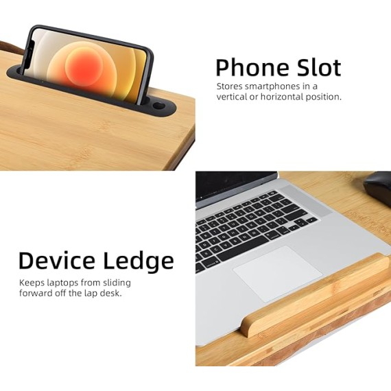 Oversized Lap Desk, 24" Extra Large Lap Desk with Cushion, Lap Desk for Laptop,Fits up to 19 inch Laptop, Laptop Desk for Bed,Couch, Home Office