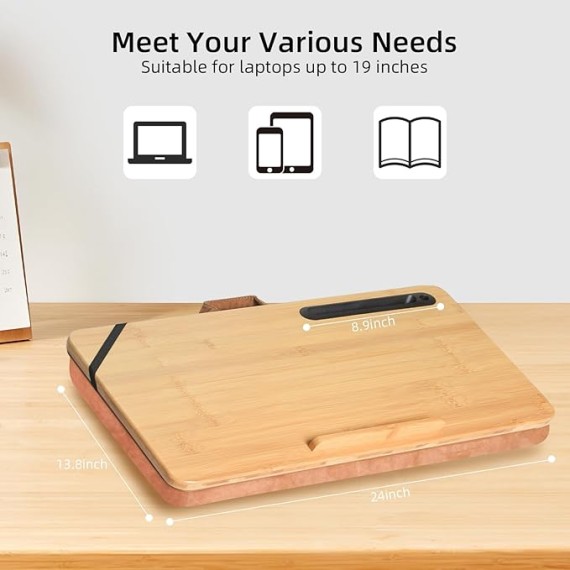 Oversized Lap Desk, 24" Extra Large Lap Desk with Cushion, Lap Desk for Laptop,Fits up to 19 inch Laptop, Laptop Desk for Bed,Couch, Home Office