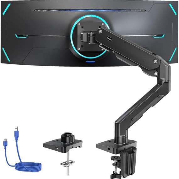 Heavy Duty Monitor Arm for 49 inches Screens up to 35 lbs, Aluminum Ultrawide Monitor Mount for Samsung Odyssey G9 Monitor Arm, Fully Adjustable Monitor Stand for Desk, VESA 100x100mm, Black
