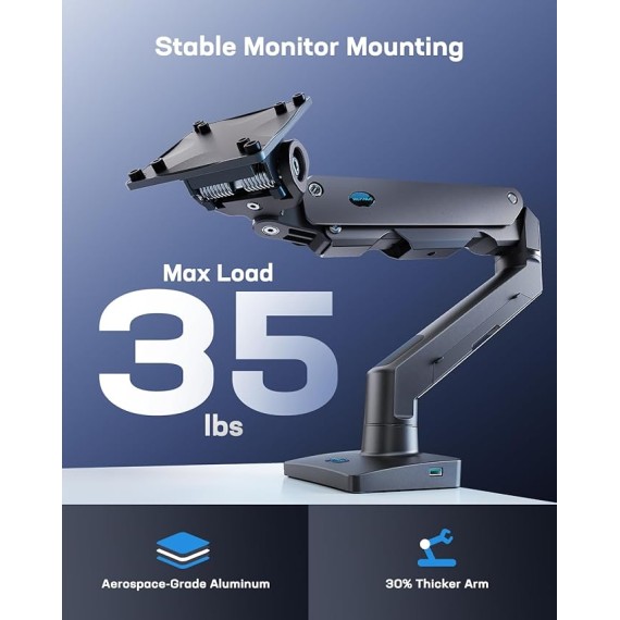 Heavy Duty Monitor Arm for 49 inches Screens up to 35 lbs, Aluminum Ultrawide Monitor Mount for Samsung Odyssey G9 Monitor Arm, Fully Adjustable Monitor Stand for Desk, VESA 100x100mm, Black