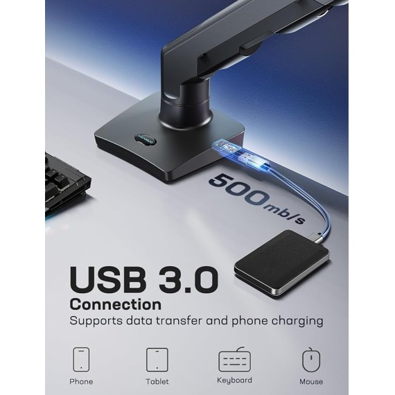 Heavy Duty Monitor Arm for 49 inches Screens up to 35 lbs, Aluminum Ultrawide Monitor Mount for Samsung Odyssey G9 Monitor Arm, Fully Adjustable Monitor Stand for Desk, VESA 100x100mm, Black