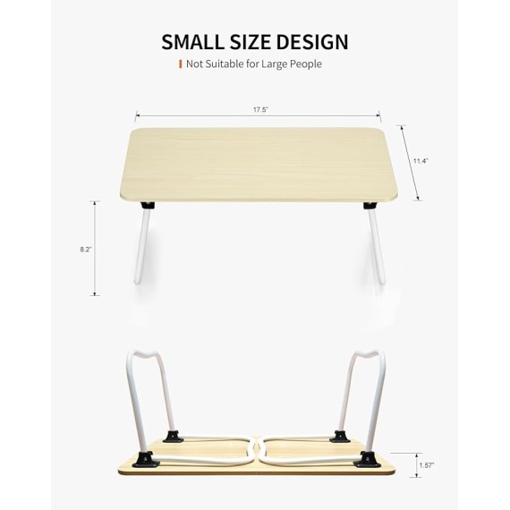 Foldable Lap Table, Laptop Bed Desk, Portable Study Table, Laptop Desk/Stand for Bed, Lightweight & Mini Table for Breakfast or Drawing - Maple