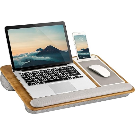 LAPGEAR Home Office Pro Lap Desk with Wrist Rest, Mouse Pad, and Phone Holder & Home Office Lap Desk with Device Ledge, Mouse Pad, and Phone Holder