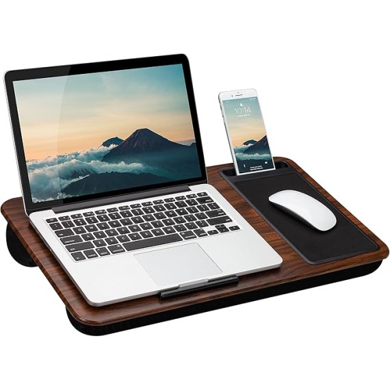 LAPGEAR Home Office Pro Lap Desk with Wrist Rest, Mouse Pad, and Phone Holder & Home Office Lap Desk with Device Ledge, Mouse Pad, and Phone Holder