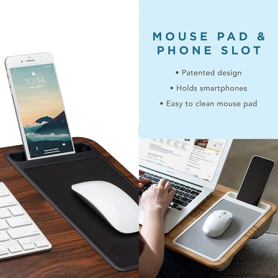 LAPGEAR Home Office Pro Lap Desk with Wrist Rest, Mouse Pad, and Phone Holder & Home Office Lap Desk with Device Ledge, Mouse Pad, and Phone Holder